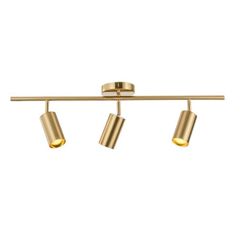 lot 1036 image: KCO Lighting Modern Brass Gold Track Lighting 3-Lights Modern Kitchen Fixtures Indoor Flush Mount Ceiling Spotlights Dimmable LED Ceiling Spot Light (3-Light) - Retail $84