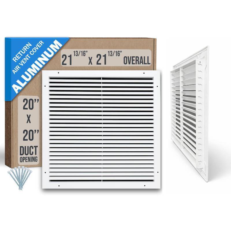 lot 1083 image: Fits 20x20 Duct Opening  Aluminum Return Air Grille by Handua  Vent Cover Grill for Sidewall and Ceiling  Rust Free  Durable Powder Coating  HVAC Cold Air Intake Grille  White - Retail $76