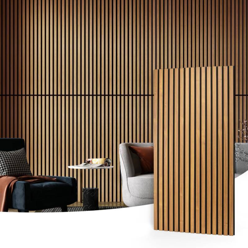 lot 1094 image: Art3d 2-Pack Acoustic Wood Slat Wall Panels for Interior Decor, 3D Fluted Sound Absorbing Wood Paneling for Accent Wall Ceiling Kitchen Living Room Bedroom Office, 47.2 x 23.6 inch Teak - Retail $120