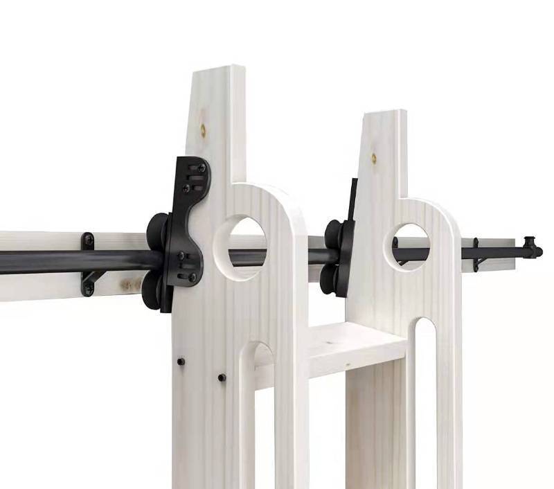 lot 1097 image: DIYHD 12FT Sliding Library Ladder Black Track Kit,Stand Up Tensible Rolling Hardware,Brake Bottom Wheels - Retail $215