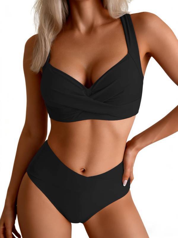 lot 2129 image: B2prity Bikini Sets for Women Two Piece Swimsuit Mid Rise Color Block Bathing Suit Tie Back Swimwear, M