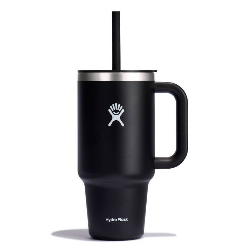 lot 2133 image: Hydro Flask 32oz All Around Travel Straw Tumbler - Black Double-Wall, BPA-Free, Spillproof - Retail $35