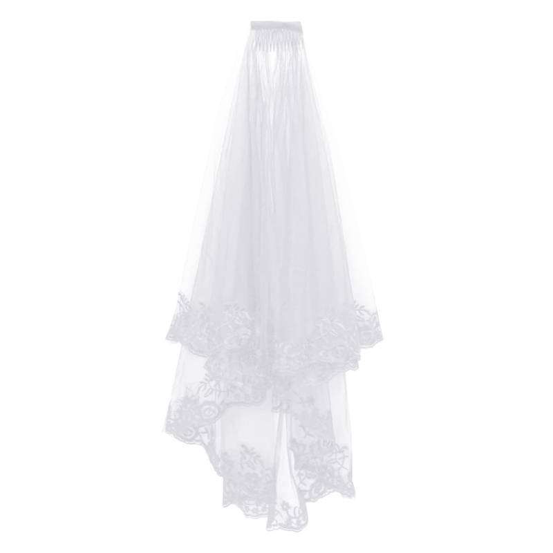 lot 2136 image: jiebor White Lace Veil Bridal Wedding Veils Halloween Veil for Women Brides Wedding Bridal Shower&nbsp