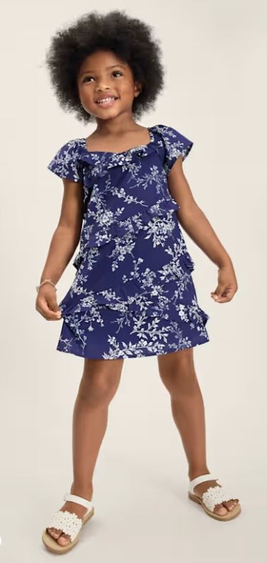 lot 2193 image: Girls Floral Ruffle Dress - Driftwood Bay - blue 3T&nbsp