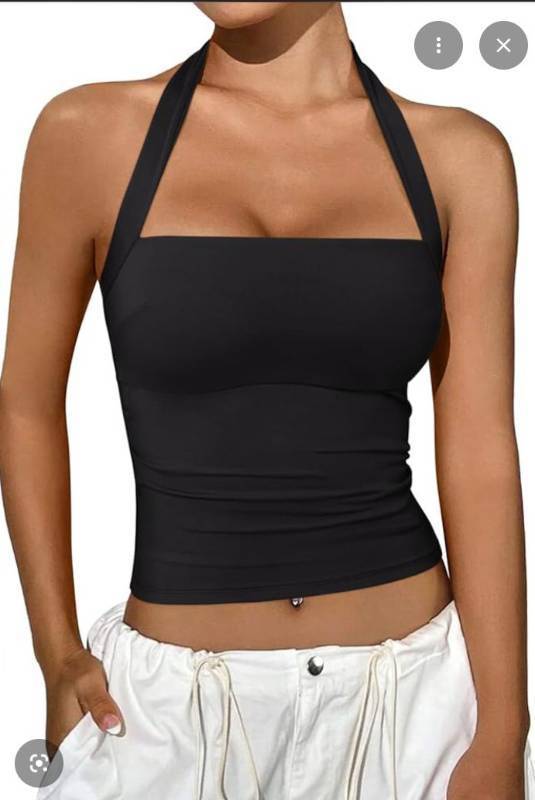 lot 2023 image: Black Halter Top Sleeveless Summer Blouse Large&nbsp