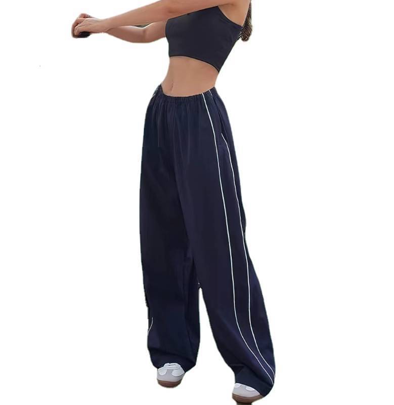 lot 2016 image: XPONNI Track Pants Women Baggy Pants Y2k Pants Parachute Pants for Women Y2K Clothing(Navy,L,Large) - Retail $20