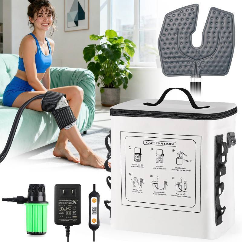 lot 2006 image: Upgraded Ice Machine for Knee After Surgery,3.0 Portable Cold Therapy Machine for Knee Replacement,Ice Compression Knees Machine for Hip,Cold Therapy Machine with 6 Timer,Electric Ice Pack for Knees - Retail $70