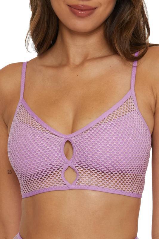 lot 2072 image: BECCA by Rebecca Virtue Network - Womens Cami Bikini Top, Adjustable, Tie Back, Swimwear Separates for Women, Malva, Small - Retail $25