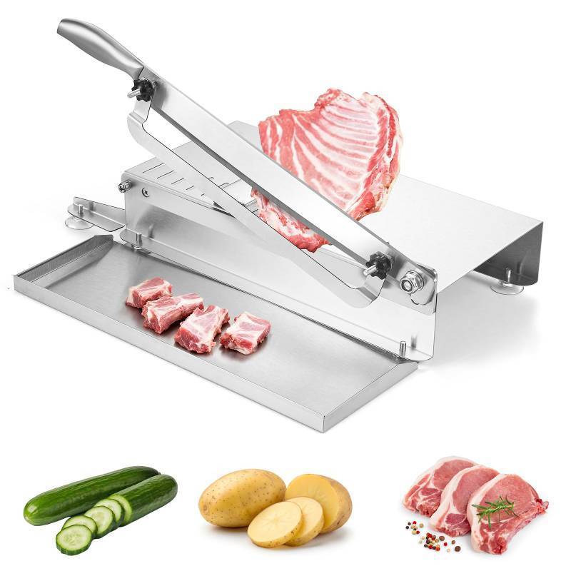 lot 2047 image: DRINTON Meat Slicer Bone Cutter, 20 Inches Manual Meat Slicer with Adjustable Slicing Thickness & Food-grade Stainless Steel Blade, Ribs Chopper Machine for Fish, Beef, Chicken, Jerky, Vegetable - Retail $70