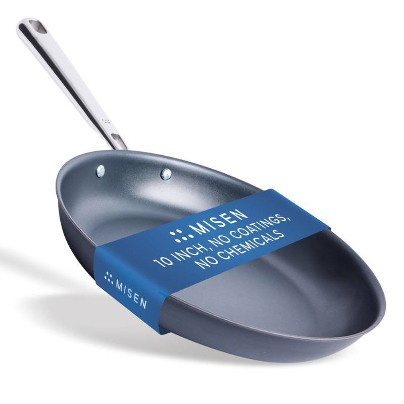 lot 2073 image: Misen Carbon Nonstick Skillet - Nitrided Carbon Steel - Professional Alternative to Teflon - 1100°F High Heat Ready - Easy Release - Induction, Oven, &amp Grill Safe - 10 Inch - Retail $119