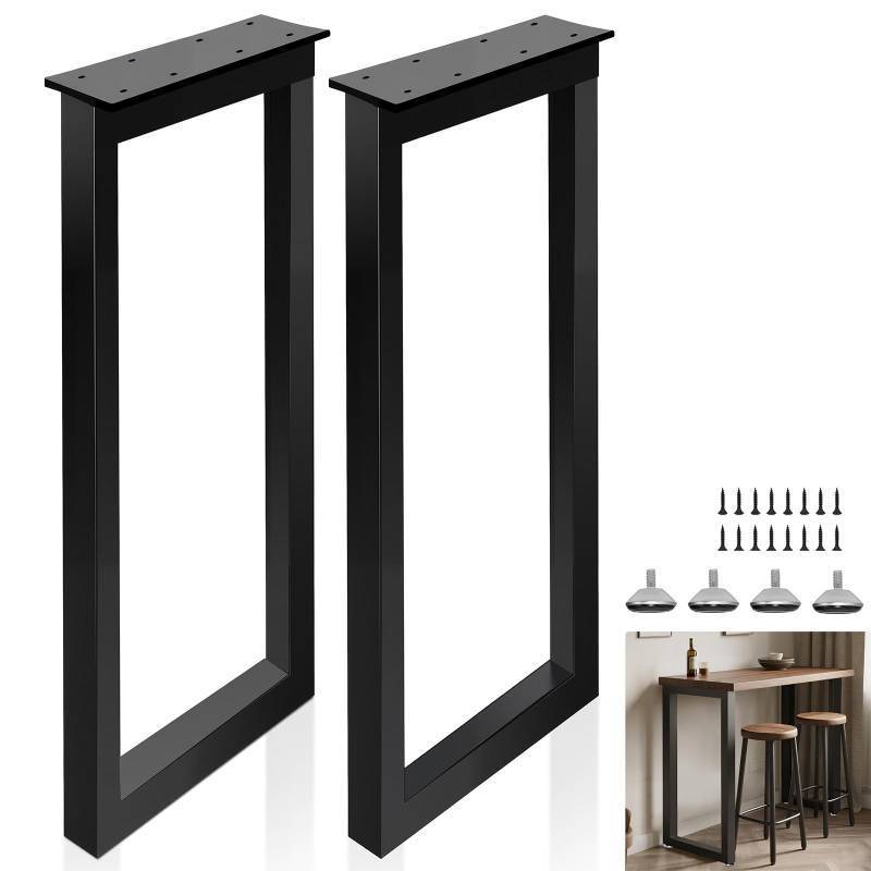 lot 2094 image: Rioychan 40 Inch Metal Bar Table Legs, Heavy Duty Desk Dinning Table Legs with Adjustment Feet Pads DIY Iron Furniture Feets, Set of 2,Black - Retail $100