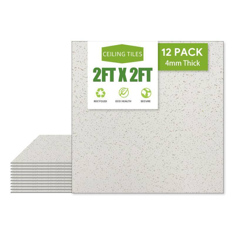 lot 2120 image: 2ft x 2ft Printed Pro Ceiling Tile Drop Ceiling Tiles 24 x 24in. Waterproof, Washable and Fire-Rated - Reusable - High-Grade PVC to Prevent Breakage-Package of 12 Tiles - Retail $90