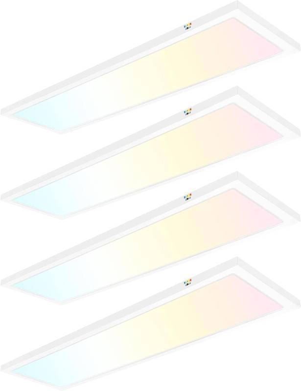 lot 2138 image: hykolity 1x4 FT LED Flat Panel Light,4800lm 48W Dimmable Edge-Lit Ceiling Lighting Fixture. 3000K4000K5000K Built-in Driver Surface Flush Mount Lights for Kitchen Garage,4 Pack - Retail $186