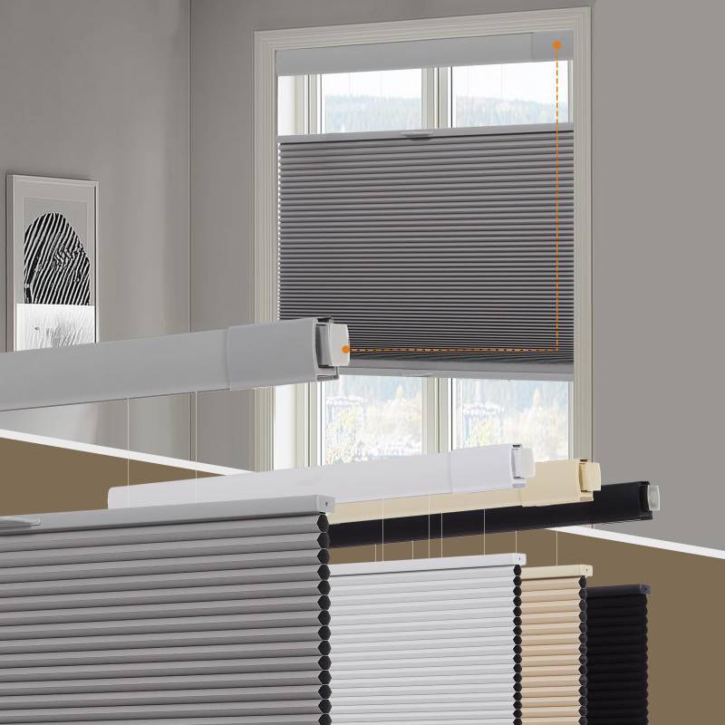 lot 2140 image: Persilux No Tools No Drill Blackout Cellular Shades for Windows Cordless Top Down Bottom Up Honeycomb Blinds,Easy to Install Cellular Blinds for Indoor Windows, Grey, 35 W x 64 H - Retail $77