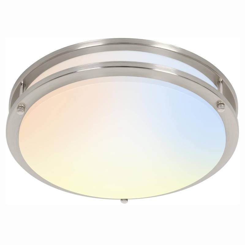 lot 2178 image: hykolity 16 inch Dimmable LED Flush Mount Ceiling Light Fixture, Brushed Nickel, 36W, 2200LM, 2.733.54K5K Adjustbale, 120° Light Angle, CRI90, Ceiling Lamp for Bedroom, Kitchen, Office, ETL Listed - Retail $40