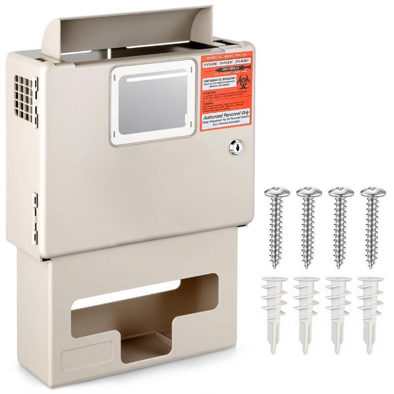 lot 2174 image: Ripeng 1 Pcs Sharps Container System Wall Mount Locking with Glove Box for 5 Qt Sharp Container Wall Mount - Retail $43