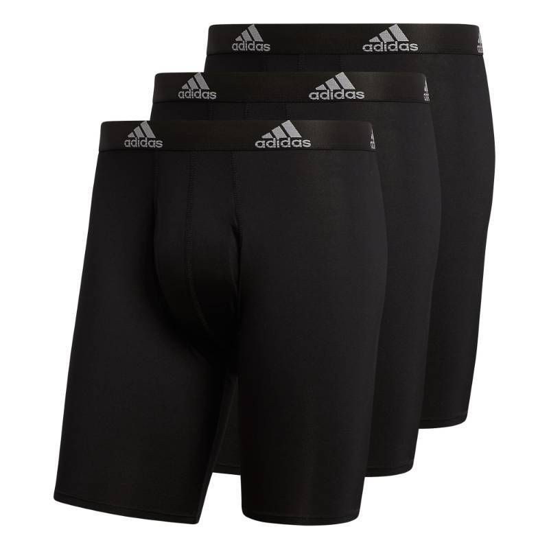 lot 2141 image: adidas Mens Performance 3-Pack Long Boxer Brief, Underwear Boxer Briefs - 3-Pack Long Mens Underwear Pack small  - Retail $25