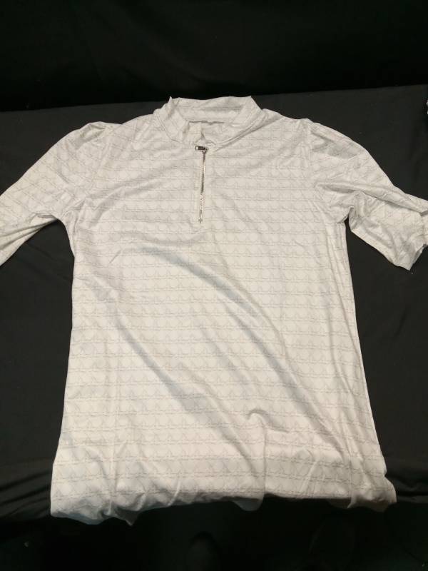 lot 2084 image: Quarter Zip Faux Textured Polo T Shirt Large&nbsp