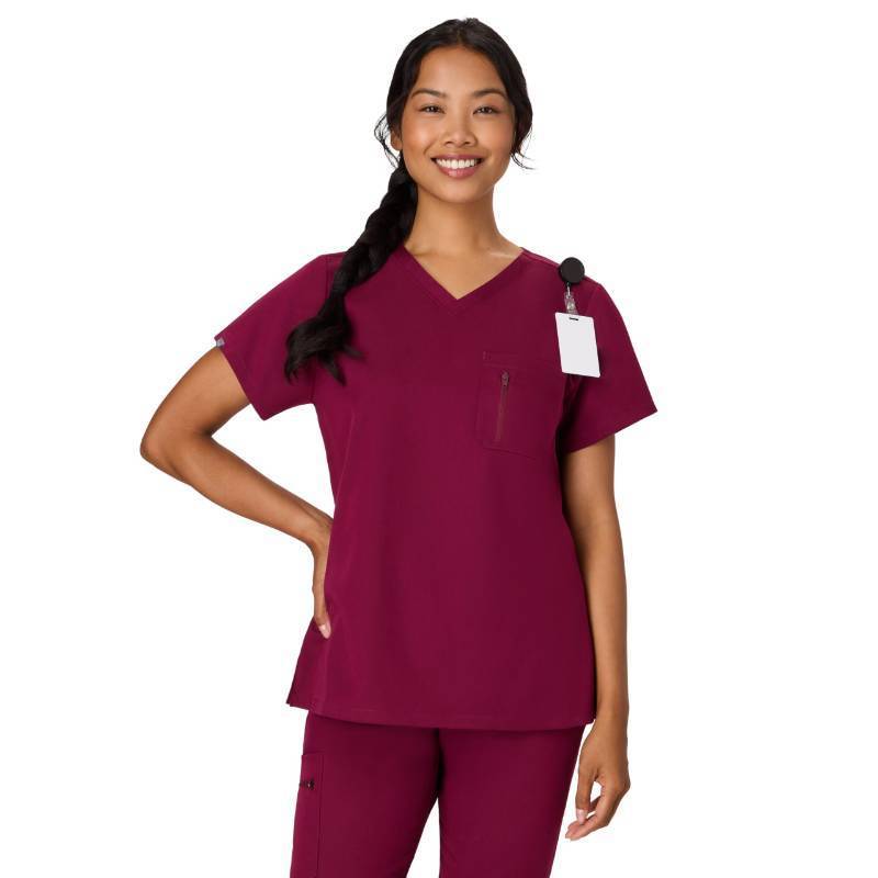 lot 2087 image: Hanes Womens Hanes Womens Premium Scrubs Top with Single Pocket, Comfort Fit Scrubs for Women, Nurse Essentials, L - Retail $24
