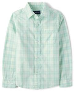 lot 4443 image: The Childrens Place,Boys,Long Sleeve Button Down Shirts,Mint Cream,X-Small - Retail $21