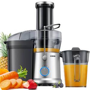 lot 4472 image: GDOR 1200W Juicer Machines with Larger 3.2 Feed Chute, 45oz Large Juice Jug, Centrifugal Juice Extractor Maker with Titanium Enhanced Cutting System, Dual Speeds, BPA-Free, Silver - Retail $57