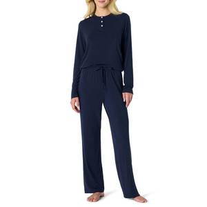 lot 4509 image: Amazon Essentials x Sofia Grainge Womens Long Sleeve Henley Pajama Set, Navy, Small - Retail $26