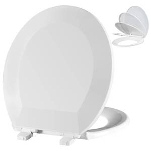 lot 4516 image: Angol Shiold Elongated Toilet Seat - Slow Close Hinges, Ergonomic Design with Grip-Tight Bumpers, Safe Easy-Clean PP Material (White, 18.5 Elongated) - Retail $28
