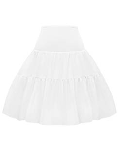 lot 4524 image: Vlazom Womens Hoop Petticoat Skirt Short Half Slip Crinoline Underskirt Puffy Tulle Slips for Wedding Ball Gown White 2X-3XL - Retail $23