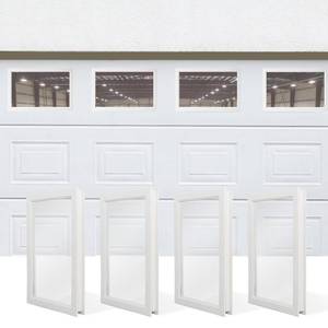 lot 4537 image: NeatiEase 4 Pcs Garage Door Windows, Replacement Vinyl Windows Inserts Kit with UV Resistant Resin Glass for Exterior Garage Doors (Clear Design) - Retail $116