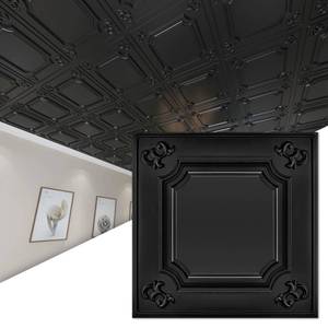lot 4552 image: Art3d Drop Ceiling Tiles 24x24 in Black (12-Pack, 48 Sq.ft), Wainscoting Panels Glue Up 2x2 - Retail $48