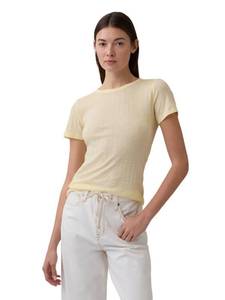 lot 4554 image: GAP Womens Short Sleeve Pointelle Ribbed Knit Top Maize S - Retail $23