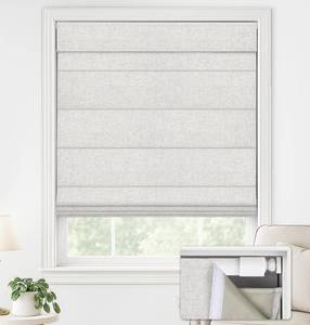 lot 4560 image: LazBlinds No Drill Roman Shades for Windows, Cordless Blackout Window Shades with UV Protection, Polyester Fabric for Bedroom & Living Room, 40 W x 64 H, Natural - Retail $66