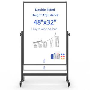 lot 2038 image: Rolling Whiteboard on Wheels, Double-Sided Magnetic Dry Erase Board with Stand, Mobile White Board for Office, Classroom, Home (32 x 48) - Retail $160