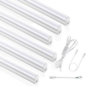 lot 2099 image: SUNLINKCO (6 Pack) 4FT T5 LED Integrated Fixture, 6500K,20W,2300LM(Super Bright White) Linkable LED Shop Light,Garage Ceiling and Cabinet Light,Strip Light,Corded Electric with ONOff Switch - Retail $46