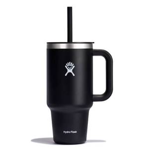 lot 2133 image: Hydro Flask 32oz All Around Travel Straw Tumbler - Black Double-Wall, BPA-Free, Spillproof - Retail $35