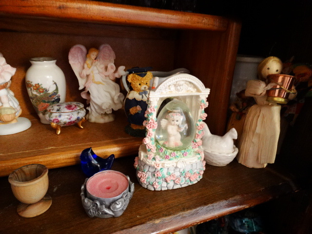 lot 14606 image: Lot of People and animal figrines, cups, vases, snow globe, etc.