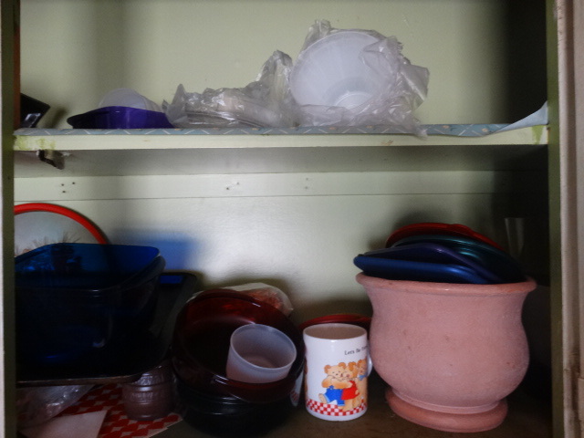 lot 14753 image: Contents in cabinet above stove.
