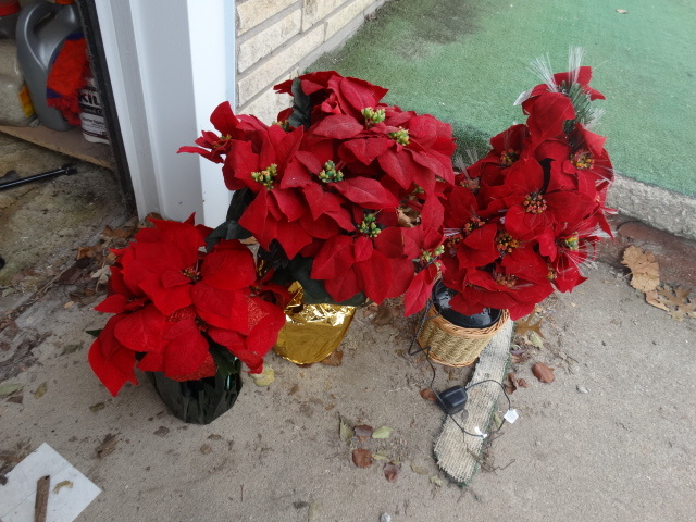 lot 14846 image: 1- Fiber optic  poinsetta tree and 2 poinsetta fiber optic plants.