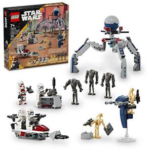 LEGO Star Wars Clone Trooper & Battle Droid Battle Pack Set for Kids  Buildable Toy Speeder Bike Vehicle  Tri-Droid and Defensive Post  Collectible  Gift for Boys and Girls Aged 7 and Up  75372 - Retail: $42