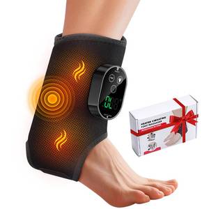 lot 1041 image: Ankle Massager,3-in-1 Wearable Hot & Vibration Massager for Feet, Ankles, and Arms  Reusable Heating Pad Brace for Home Recovery (Black) - Retail $30