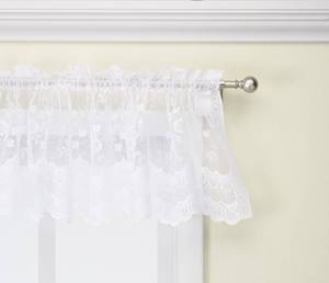 lot 1045 image: Habitat Mona Lisa Scalloped Lace Jacquard Curtain, Tailored Window Valance for Living Room, Dining Room, Kitchen, Single Valance Only in White 56 x 15