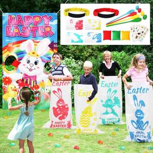 lot 1055 image: 23 Packs Easter Outdoor Party Games for Kids Potato Sack Race Jumping Bags with Legged Race Bands, Egg and Spoon Race Toss Game and Stickers, Outdoor Games for Easter Eggs Hunt,Easter Party Supplies&nbsp