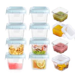 lot 1059 image: GULFLIN Small Glass Food Storage Containers Set of 12, 6oz Mini Glass Containers Airtight, Leakproof for Snacks, Dips, Overnight Oats, Condiment Salad Dressing Sauce, Microwave, Dishwasher Safe - Retail $33