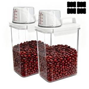 lot 1071 image: Upgraded Cereal Storage Container Set of 2 - 1600ML (54oz) Airtight Food Storage Organizer with Pour Spout &amp Measuring Cup for Rice, Flour, Sugar, Oatmeal, Pet Dog Cat Bird Food Dry Food Keep Fresh&nbsp
