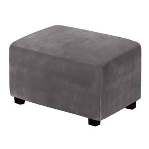 lot 1072 image: H.VERSAILTEX Real Velvet Plush 1 Piece Form Fit Stretch Rectangle Folding Storage Covers Ottoman Slipcovers Removable Footstool Protect Footrest Covers Elastic Bottom, Machine Washable(Large, Grey) - Retail $30