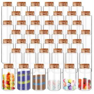 lot 1108 image: Nuenen 50 Pcs 3oz Plastic Sand Art Bottles with Corks Stoppers Small Clear Containers for Sand Art Mini Vial Potion Bottles Plastic Jars with Lids for DIY Arts and Craft Supplies - Retail $29
