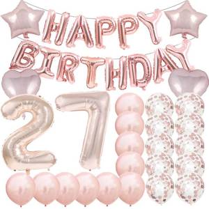 lot 1112 image: ZSNWGZ Sweet 27th Birthday Decorations Party Supplies,Rose Gold Number 27 Balloons,27th Foil Mylar Balloons Latex Balloon Decoration,Great 27th Birthday for Girls,Women,Men,Photo Props&nbsp