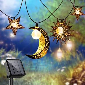 lot 1114 image: Beautyard Solar String Lights Outdoor Star Moon Sun 13Ft 153In Led Solar Powered Decorative Lights for Garden Patio Yard Trees Mothers Birthday Gifts Party (Warm White) (Star Moon Sun String Lights) - Retail $25