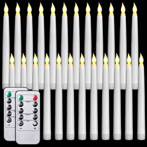 lot 1127 image: Tuanse 24 Pack Flameless Flicker Taper Candles Bulk with Remote and Timer, Battery Operated LED Warm White Taper Candles Light for Home Wedding Decoration Gifts(White,8 Inch) - Retail $46