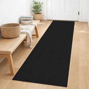 lot 1130 image: IOHOUZE Washable Runner Rug 2x6 Non Slip Runners for Hallways Entryway Runner Indoor, Kitchen Rugs Woven Cotton Floor Carpet for Kitchen Hall Entrance Bedroom, BlackGrey - Retail $31